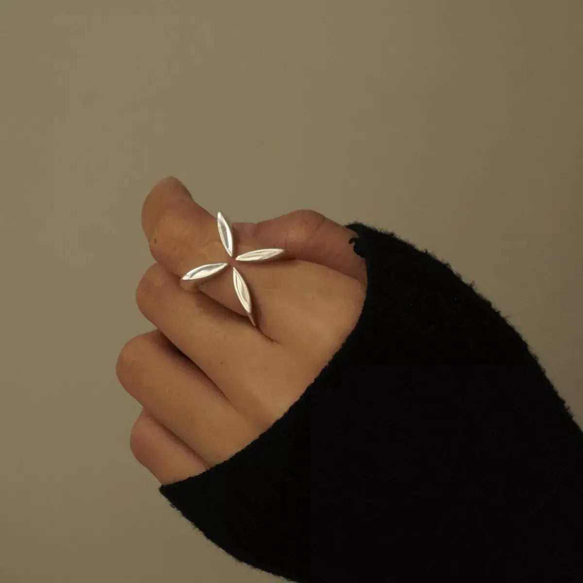 Stainless Steel Crisscross Open Ring by Trendsi