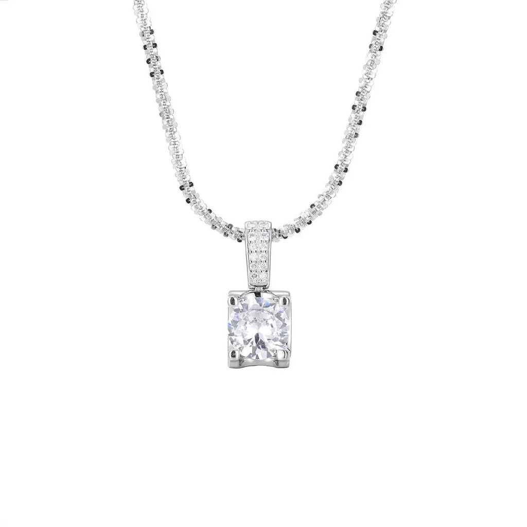 925 Sterling Silver Zircon Pendant Necklace by Trendsi