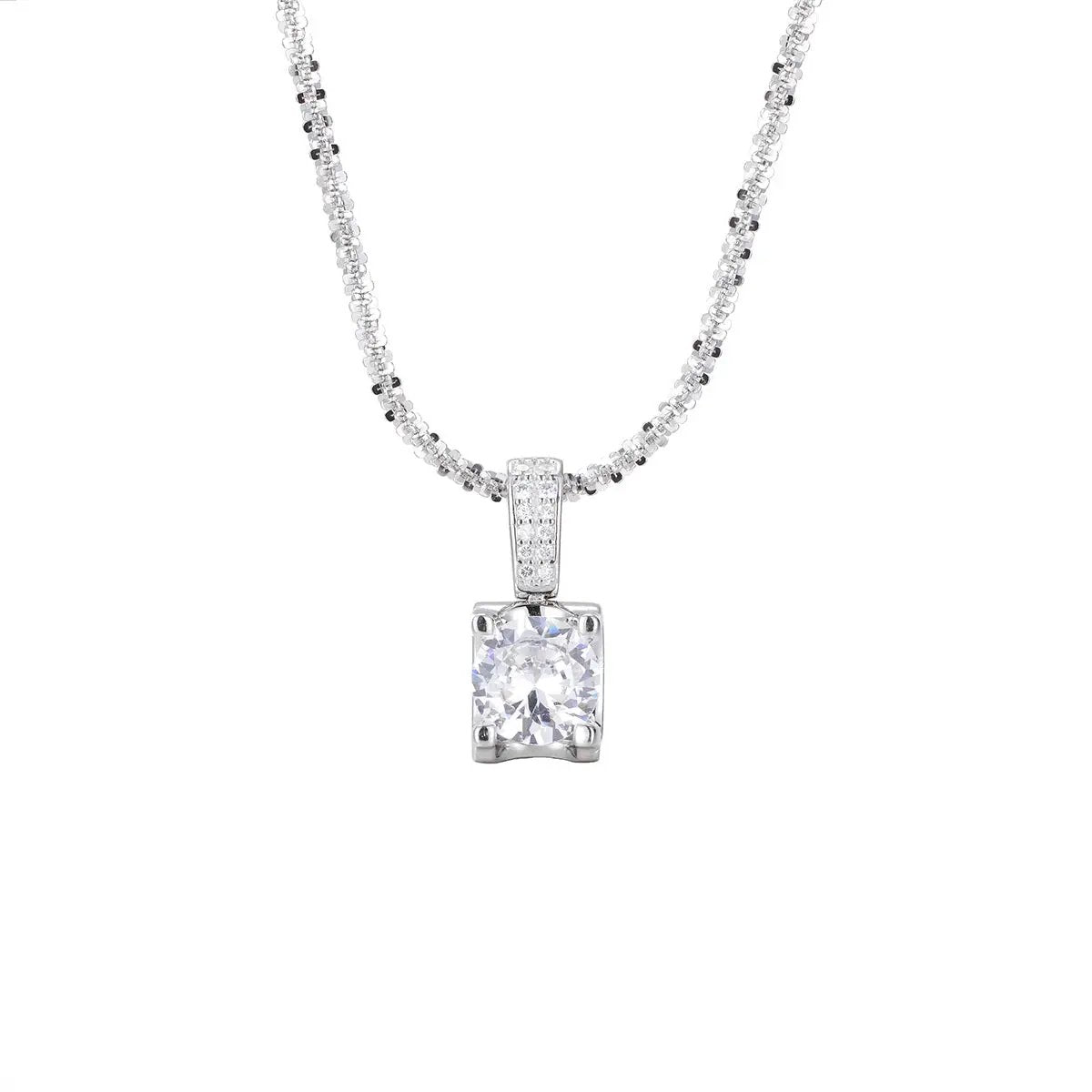 925 Sterling Silver Zircon Pendant Necklace by Trendsi