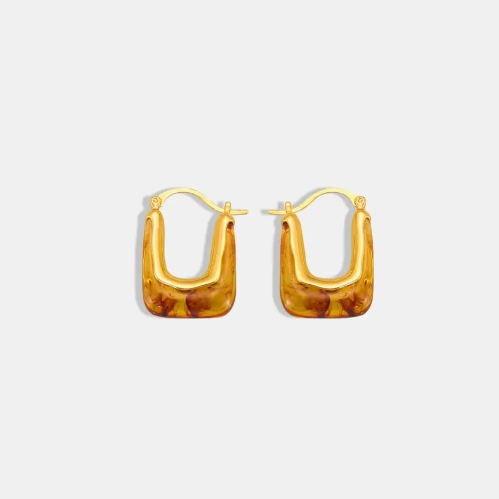 Resin Copper U Shape Earrings by Trendsi
