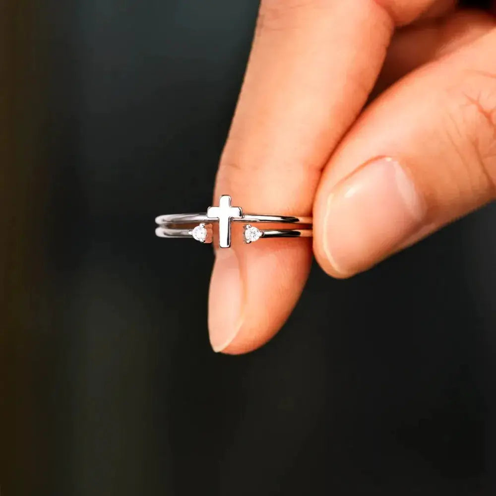 925 Sterling Silver Cross Ring by Trendsi