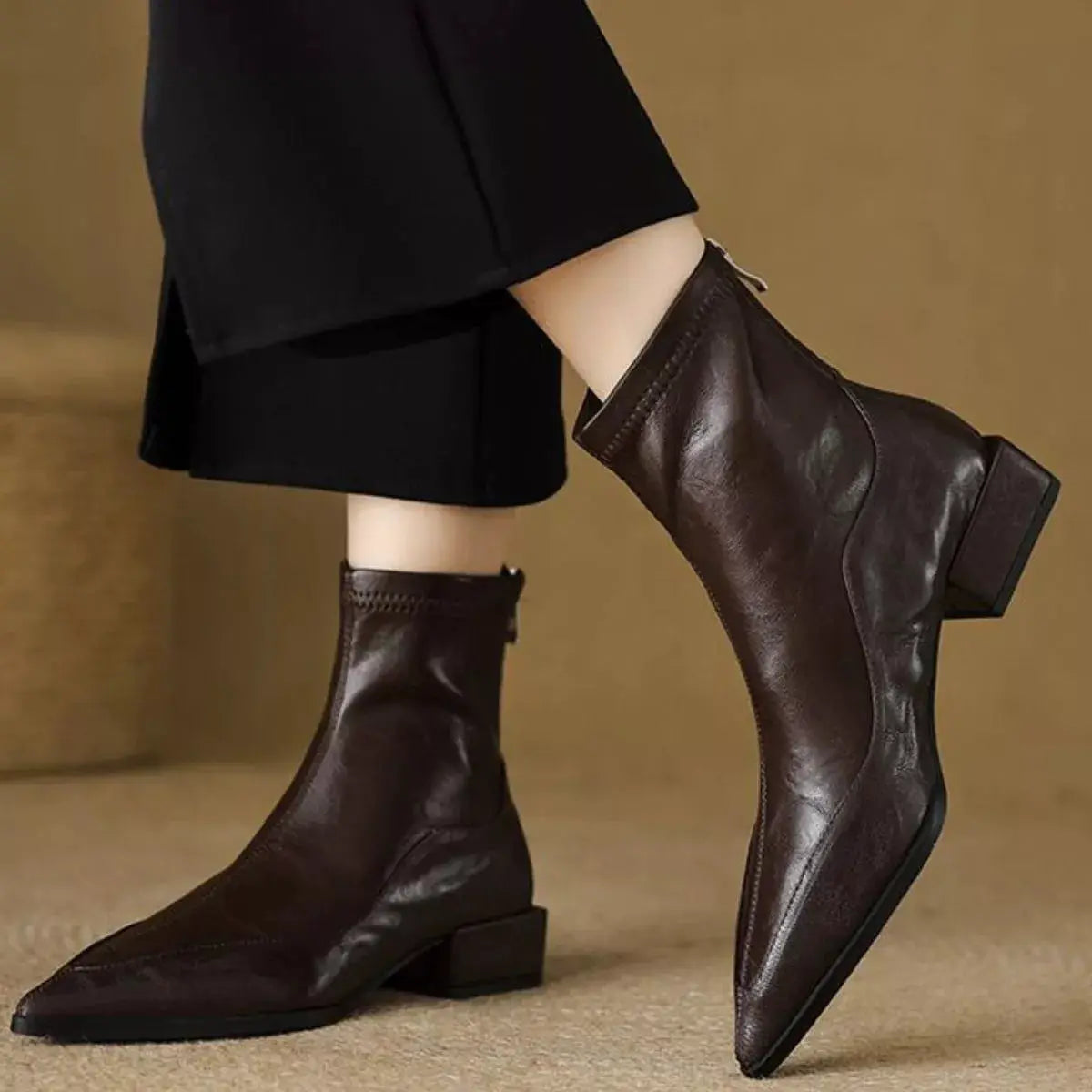Point Toe Block Heels Boots by Trendsi