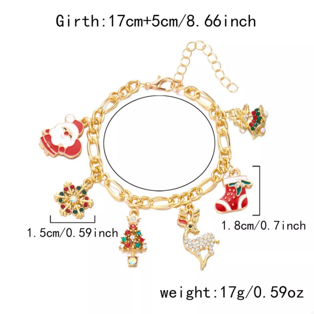 Christmas 18K Gold-Plated Charm Bracelet by Trendsi