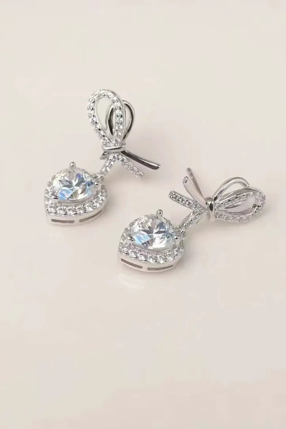 2 Carat Moissanite 925 Sterling Silver Heart Earrings by Trendsi