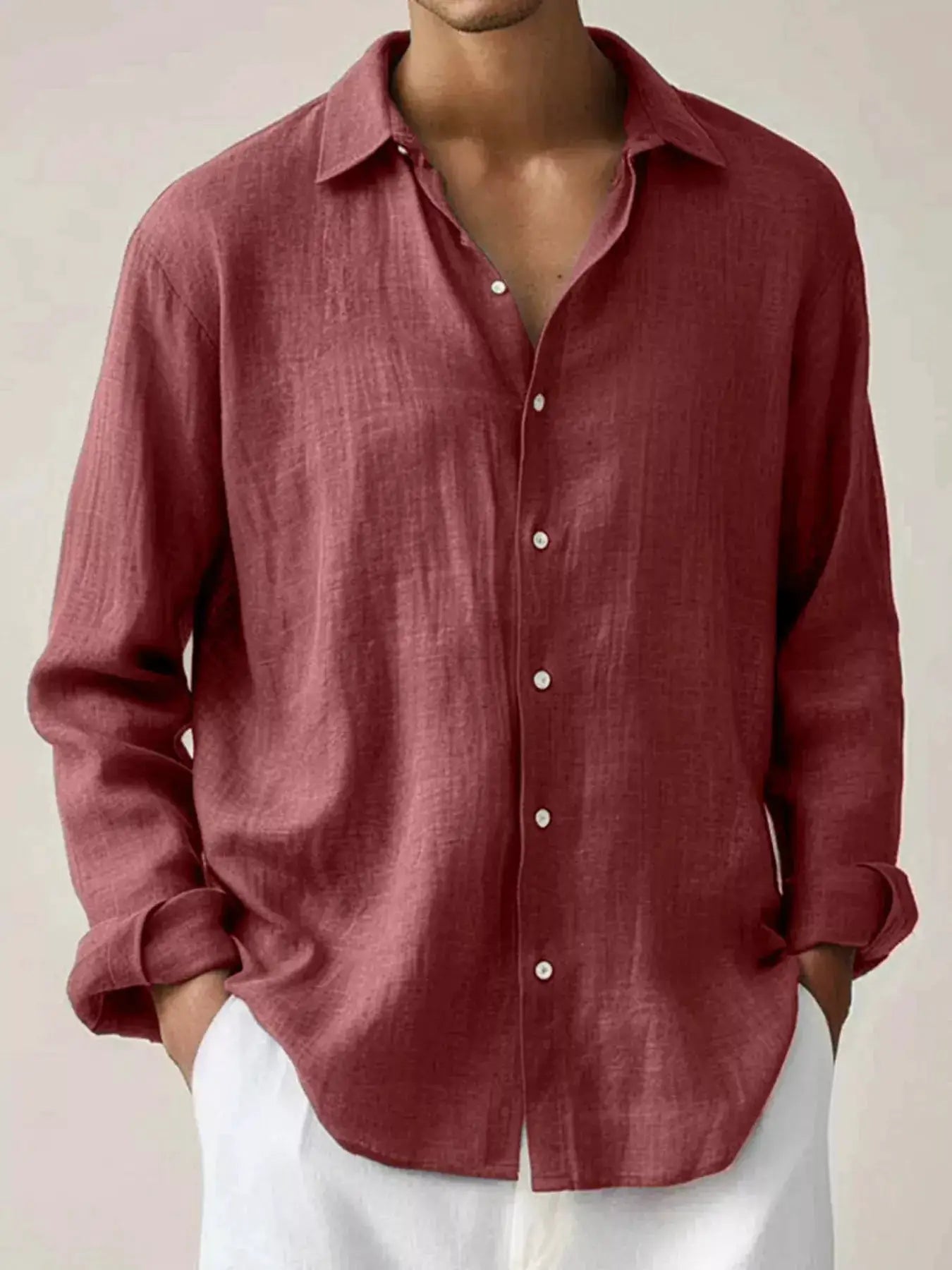 Men's Full Size Button Up Long Sleeve Shirt Plus Size by Trendsi