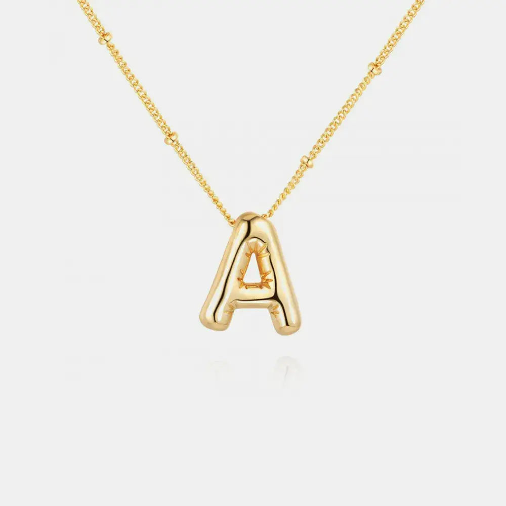 Gold-Plated Bubble Initial Necklace by Trendsi