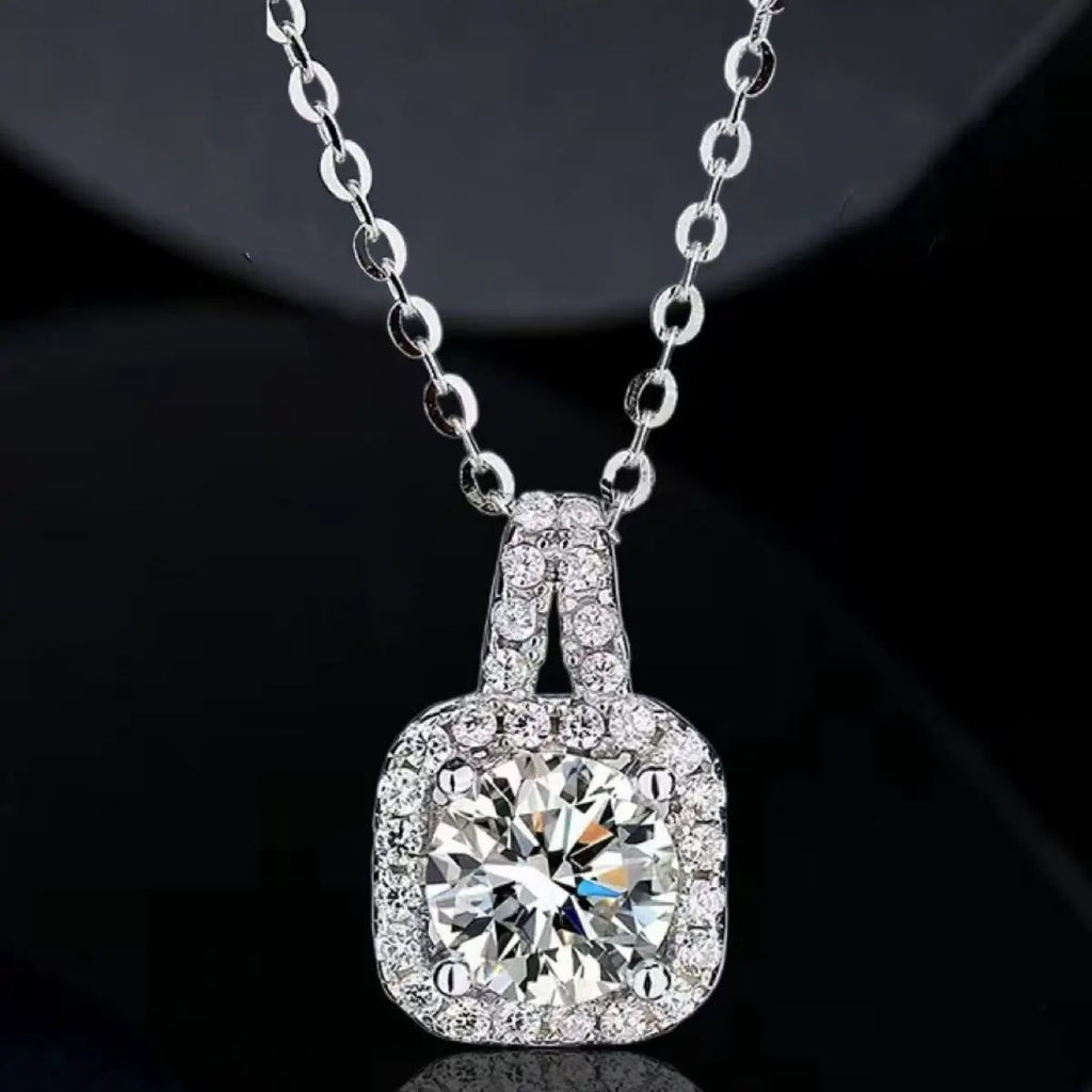 1 Carat Moissanite 925 Sterling Silver Pendant Necklace by Trendsi