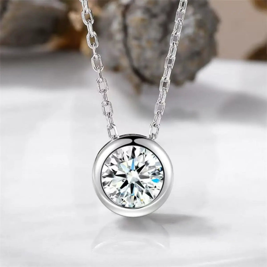 1 Carat Moissanite 925 Sterling Silver Pendant Necklace by Trendsi