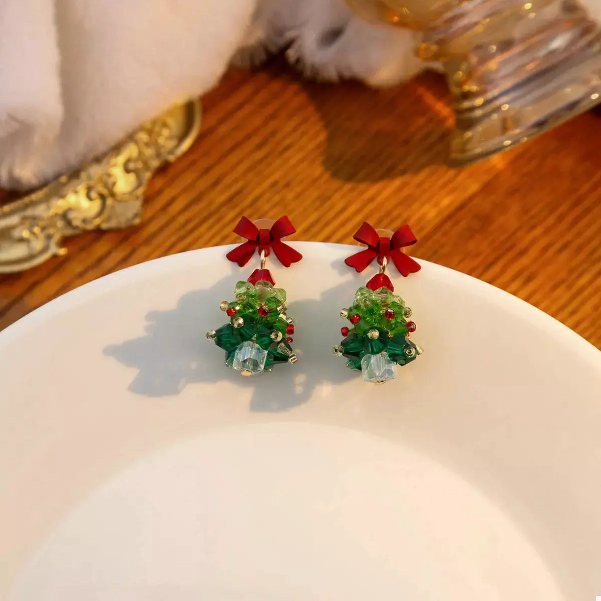 Christmas Tree Bowknot Dangle Earrings by Trendsi
