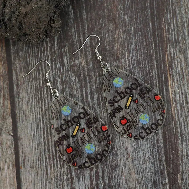 Acrylic Letter Teardrop Shape Earrings by Trendsi