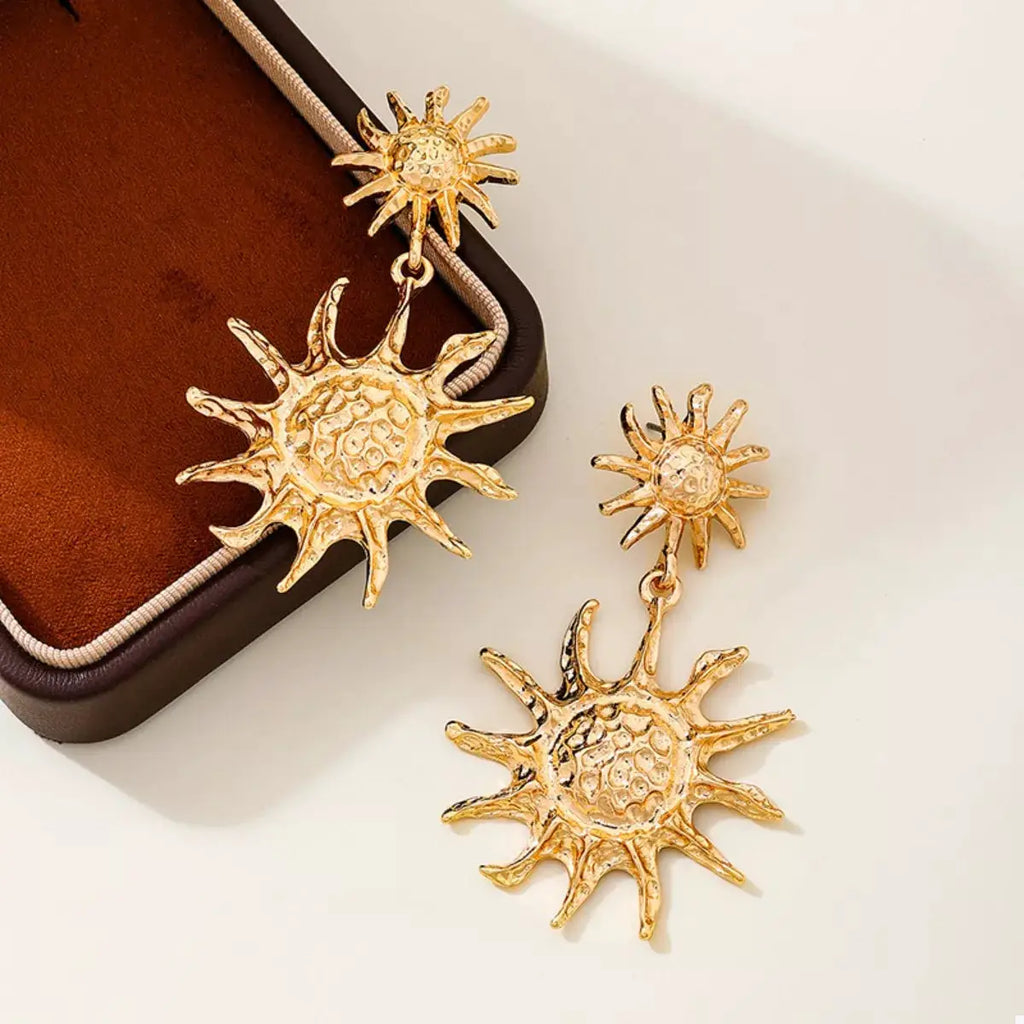 18K Gold-Plated Sun Burst Drop Earrings by Trendsi