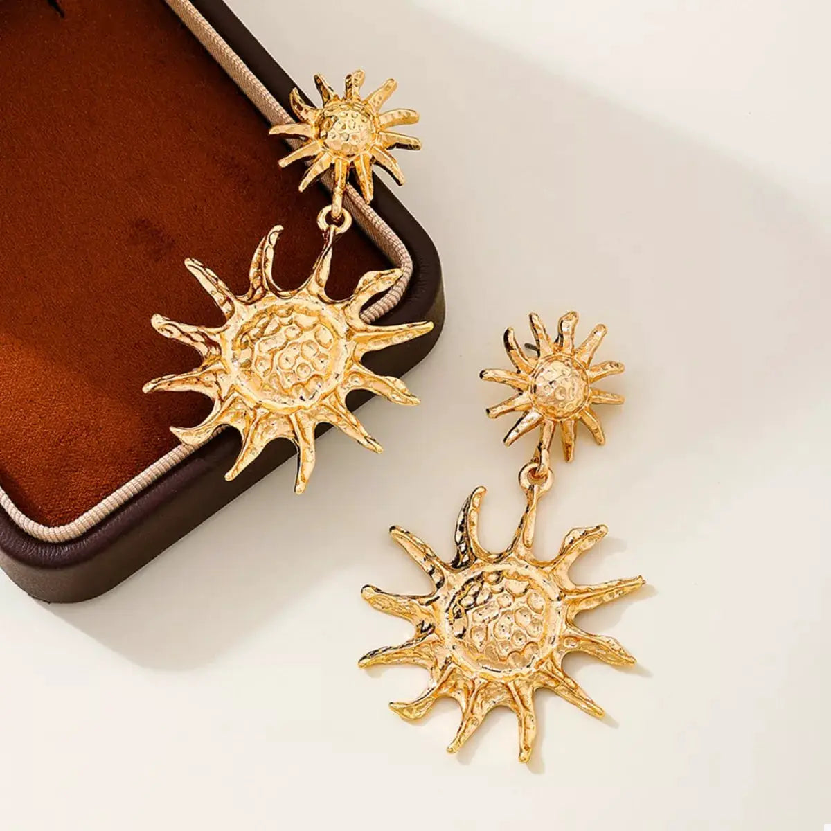 18K Gold-Plated Sun Burst Drop Earrings by Trendsi