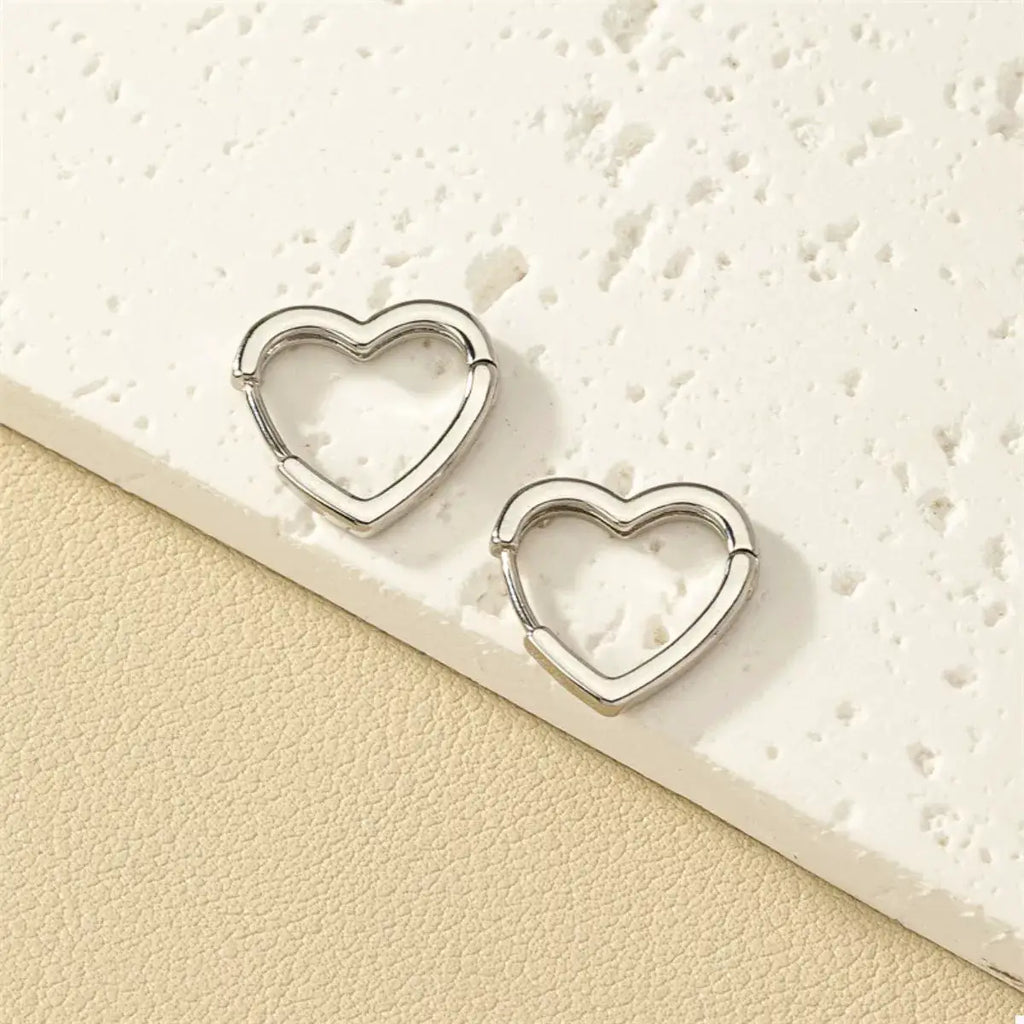 Alloy Heart Shape Hoop Earrings by Trendsi