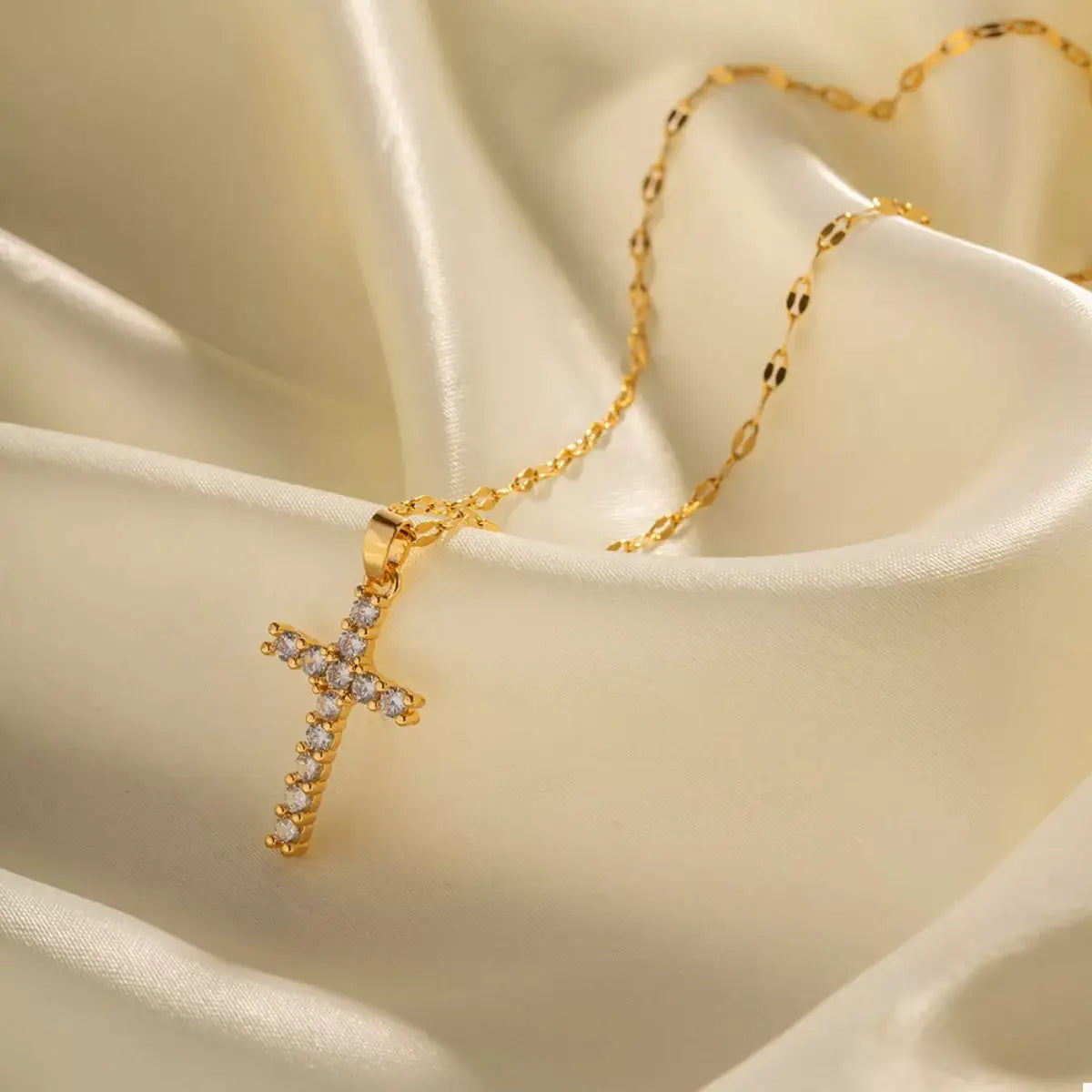 18K Gold-Plated Cross Pendant Necklace by Trendsi