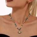 Zircon Bead Evil Eye Pendant Necklace by Trendsi