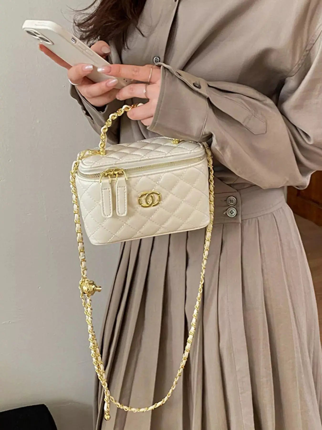 Quilted Leather Crossbody Bag by Trendsi