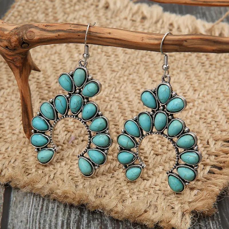 Artificial Turquoise Drop Earrings by Trendsi