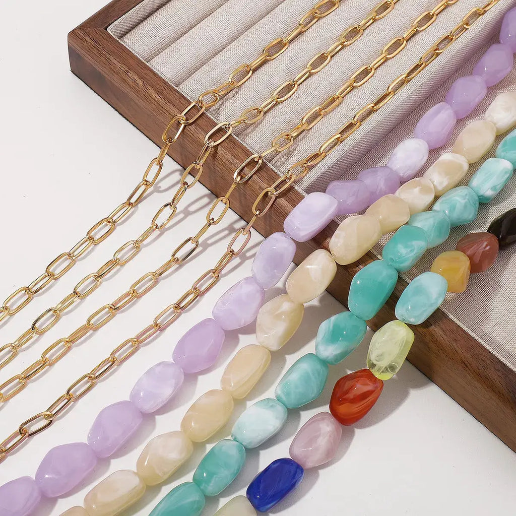 2 Piece Colorful Beaded Chain Necklace by Trendsi