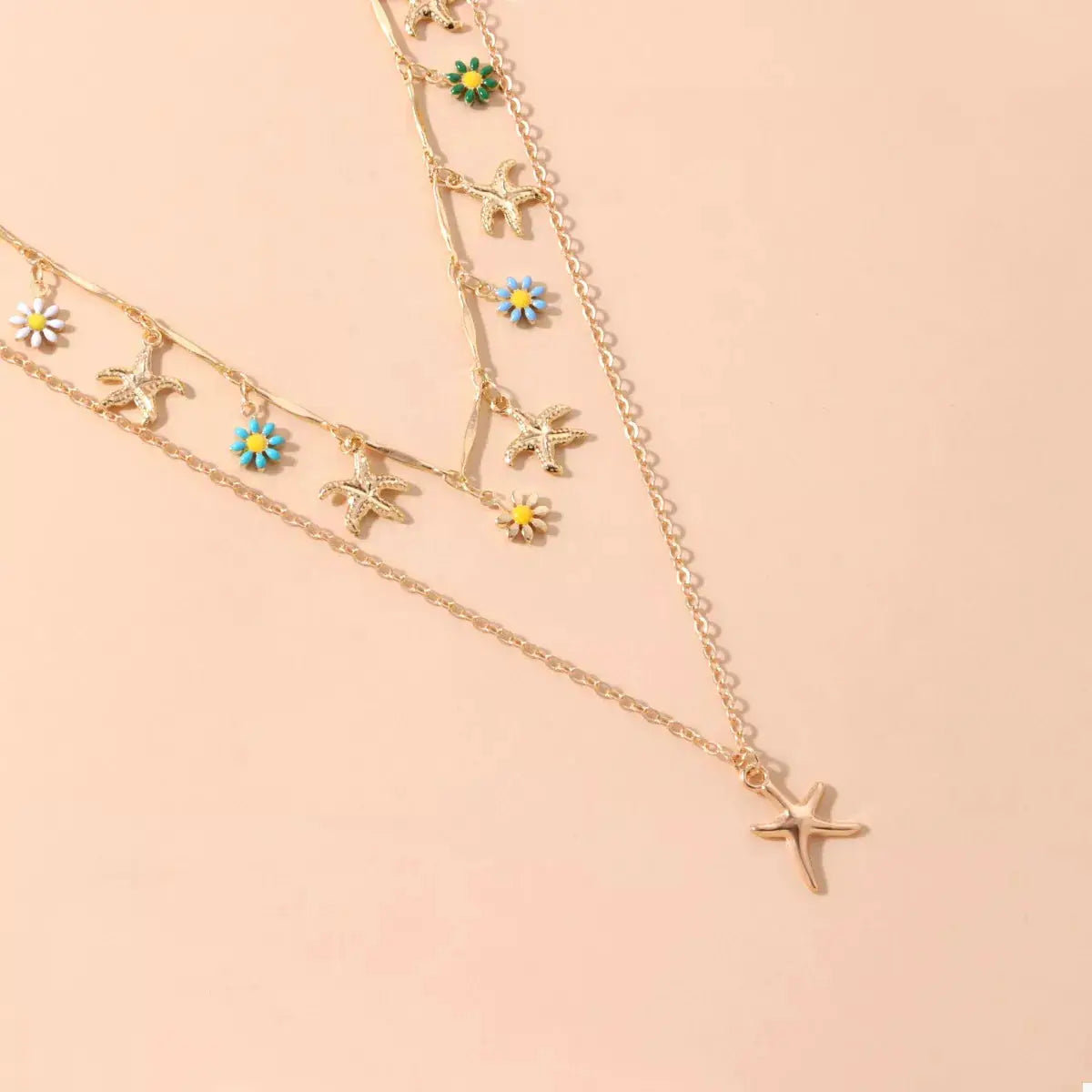 Starfish Charm Double Layered Necklace by Trendsi