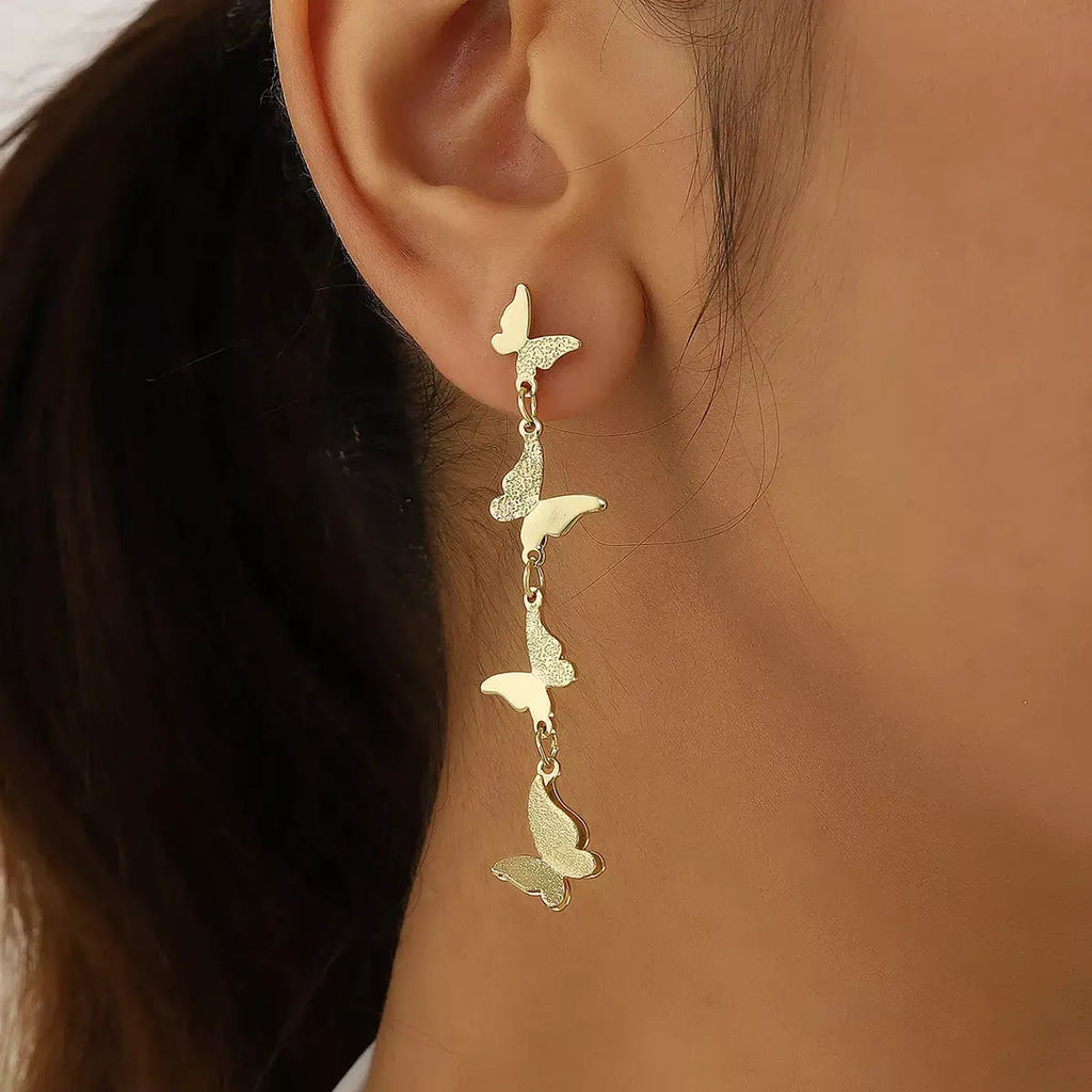 18K Gold-Plated Alloy Butterfly Earrings by Trendsi
