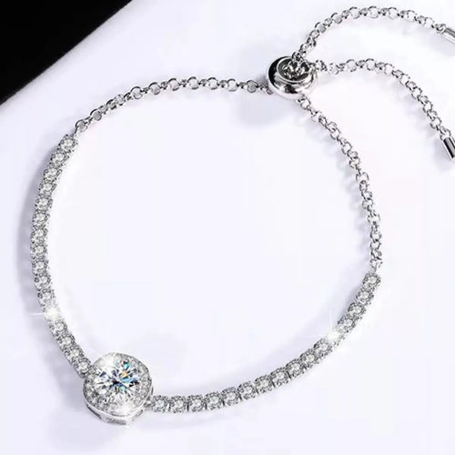 1 Carat Moissanite 925 Sterling Silver Chain Bracelet by Trendsi