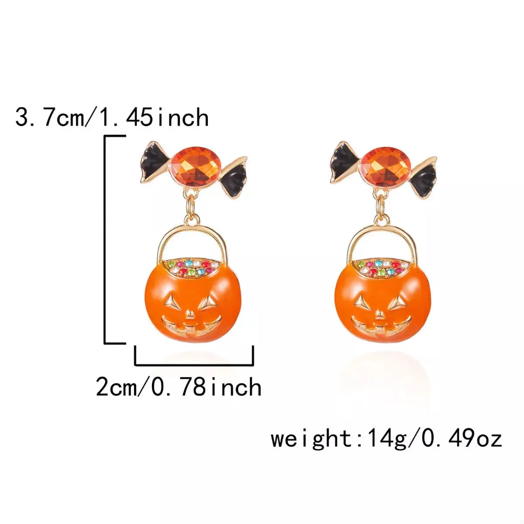 Halloween Rhinestone Pumpkin Dangle Earrings by Trendsi