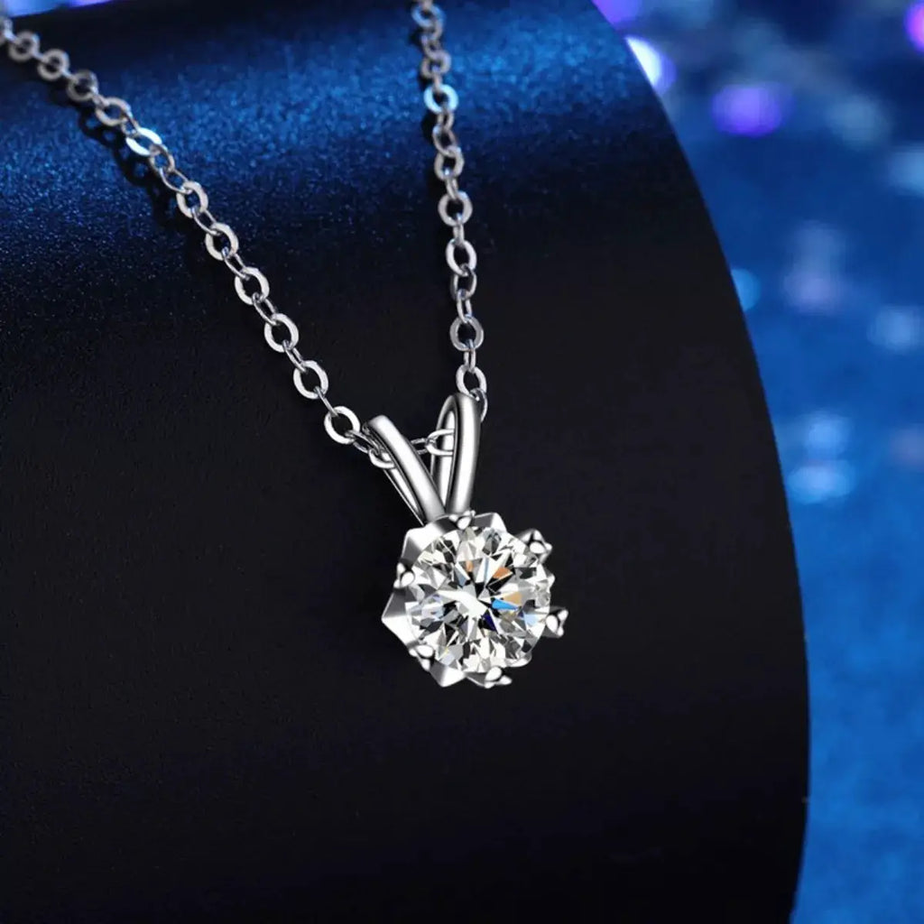 1 Carat Moissanite 925 Sterling Silver Pendant Necklace by Trendsi