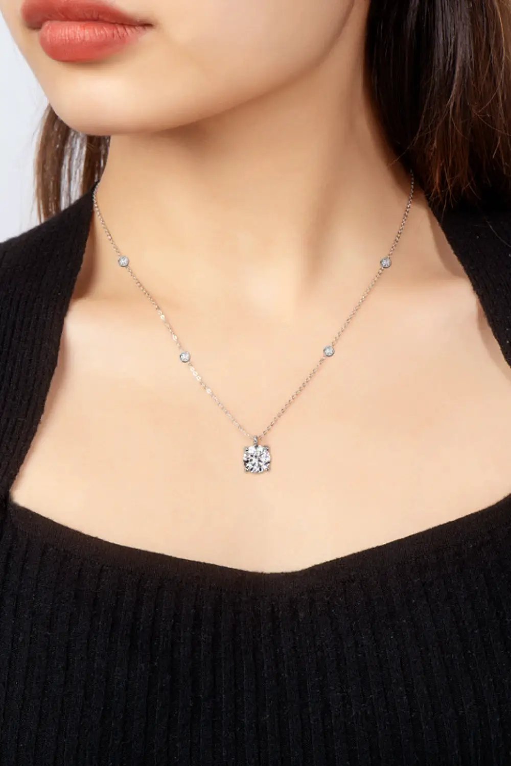 2 Carat Moissanite 4-Prong 925 Sterling Silver Necklace by Trendsi