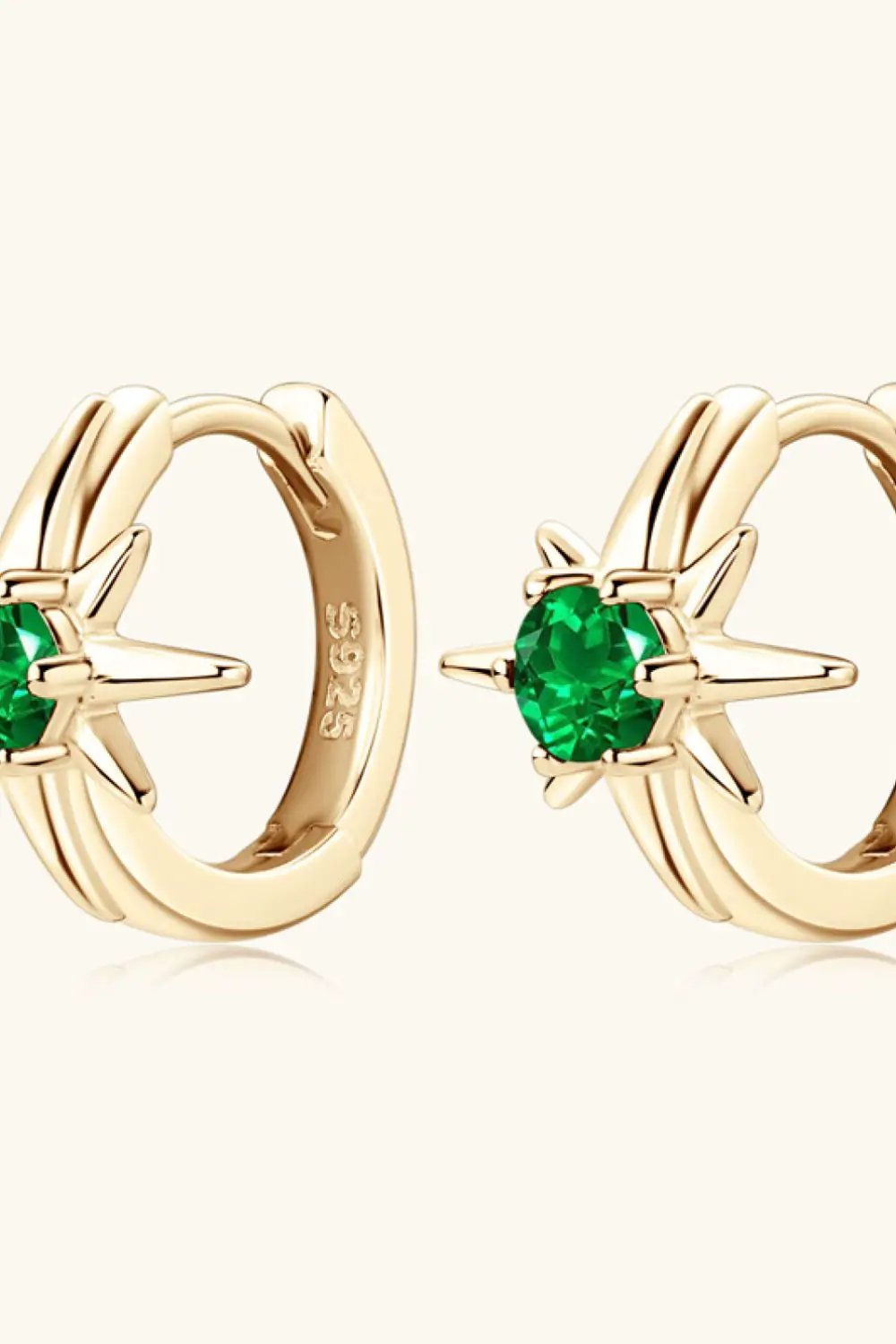 Lab-Grown Emerald Huggie Earrings by Trendsi