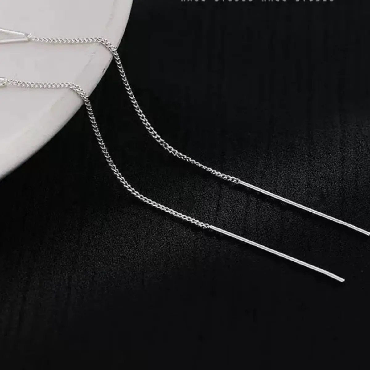 925 Sterling Silver Chain Earrings by Trendsi