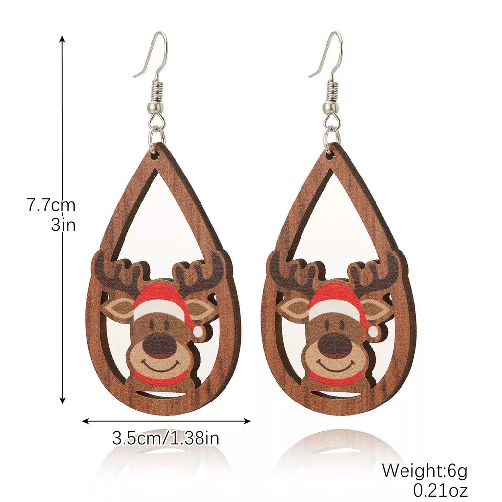Christmas Reindeer Teardrop Dangle Earrings by Trendsi