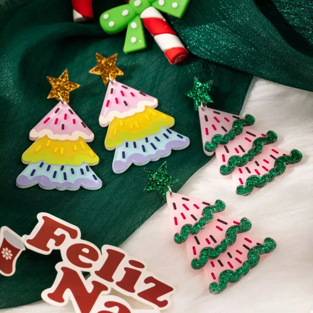 Christmas Tree Dangle Earrings by Trendsi