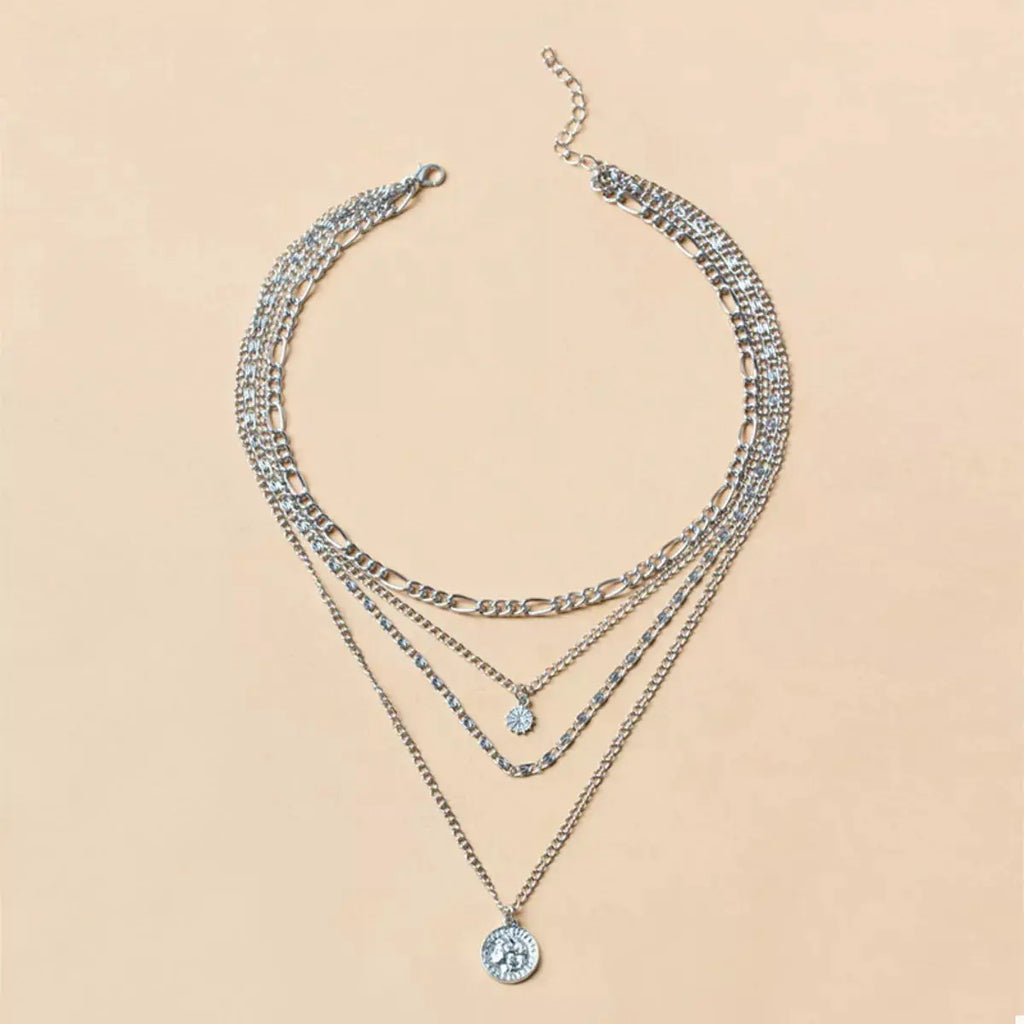 Four Layered Pendant Necklace by Trendsi