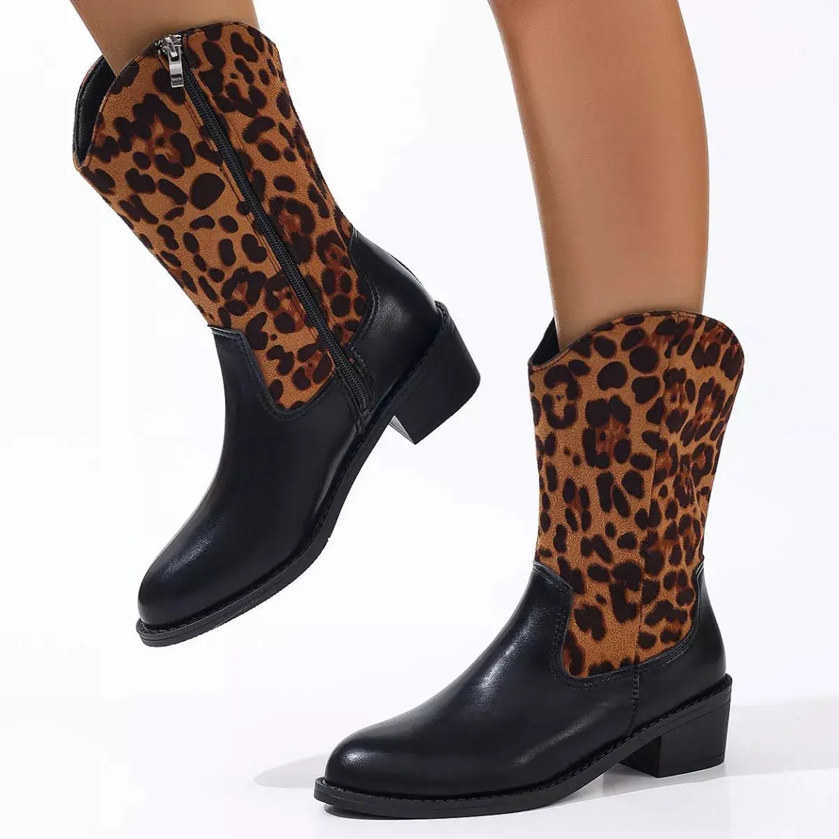 Point Toe Block Heels Boots by Trendsi
