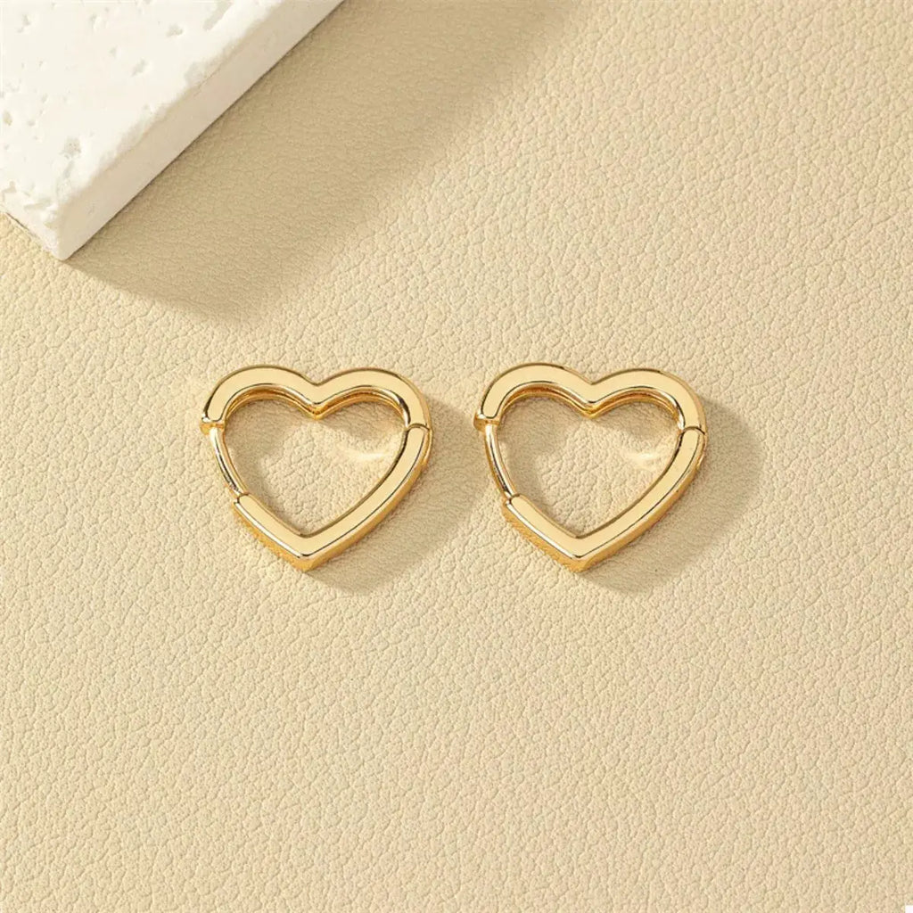 Alloy Heart Shape Hoop Earrings by Trendsi