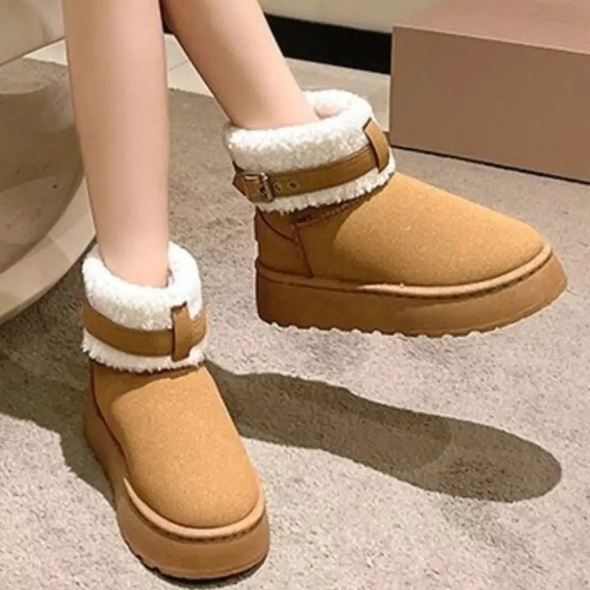 Cozy Plush-Lined Winter Ankle Boots by Trendsi