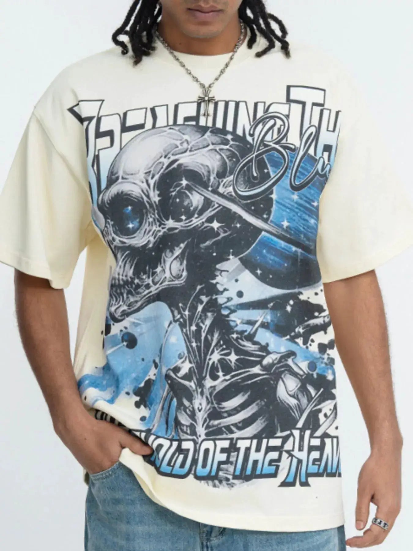 Men's Skull Graphic Round Neck T-Shirt by Trendsi