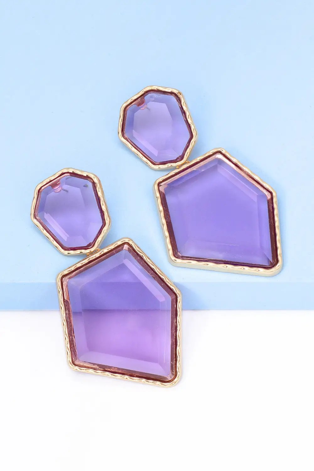Geometrical Shape Zinc Alloy Frame Resin Dangle Earrings by Trendsi