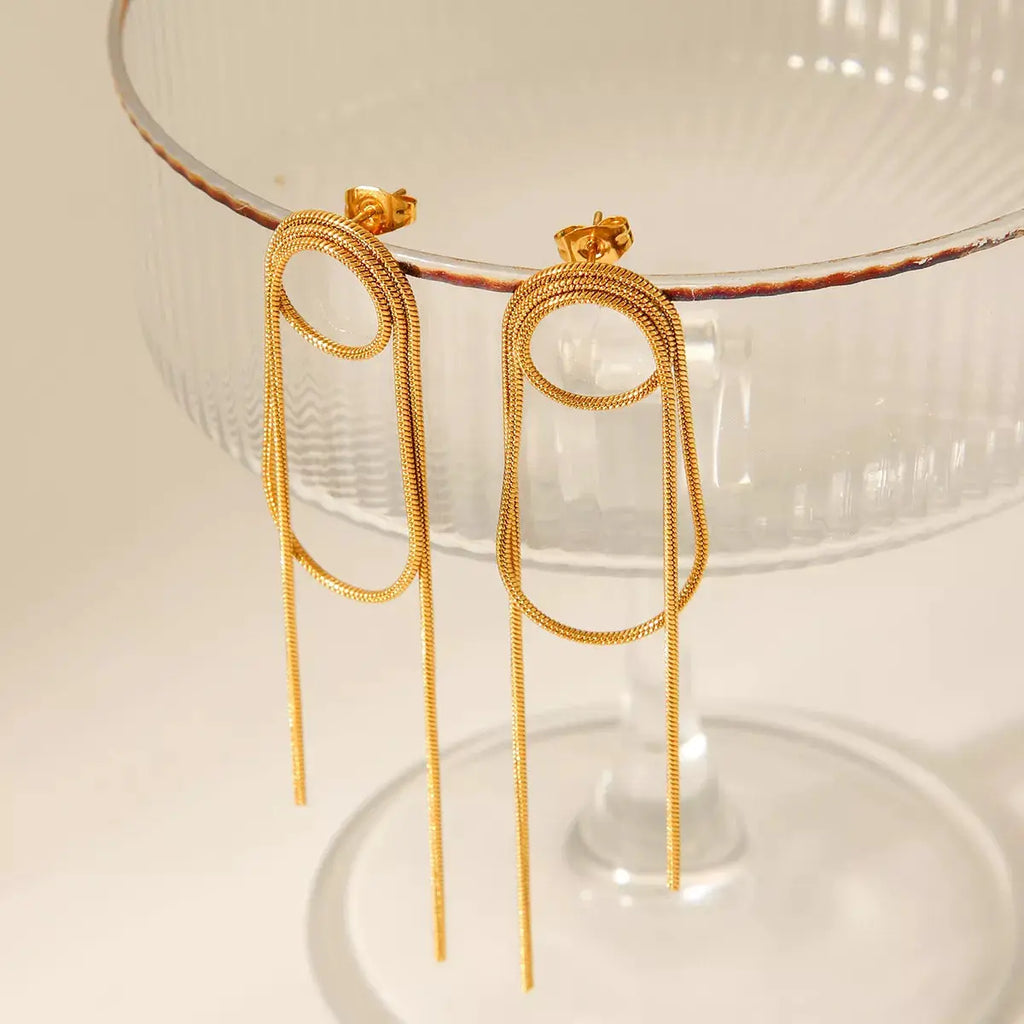 18K Gold-Plated Hoop Chain Earrings by Trendsi