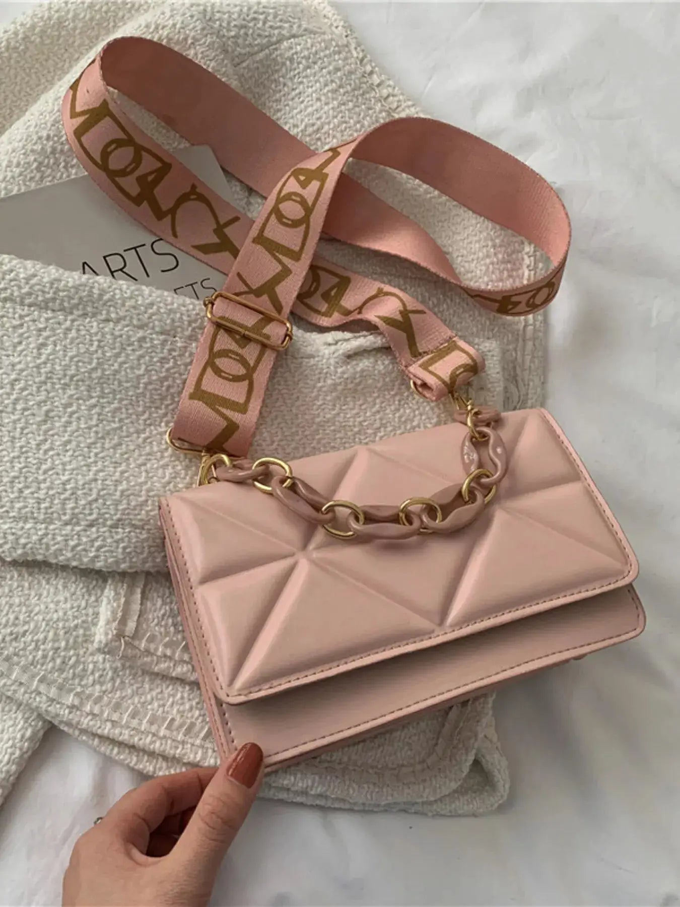 Quilted Adjustable Strap Crossbody Bag by Trendsi