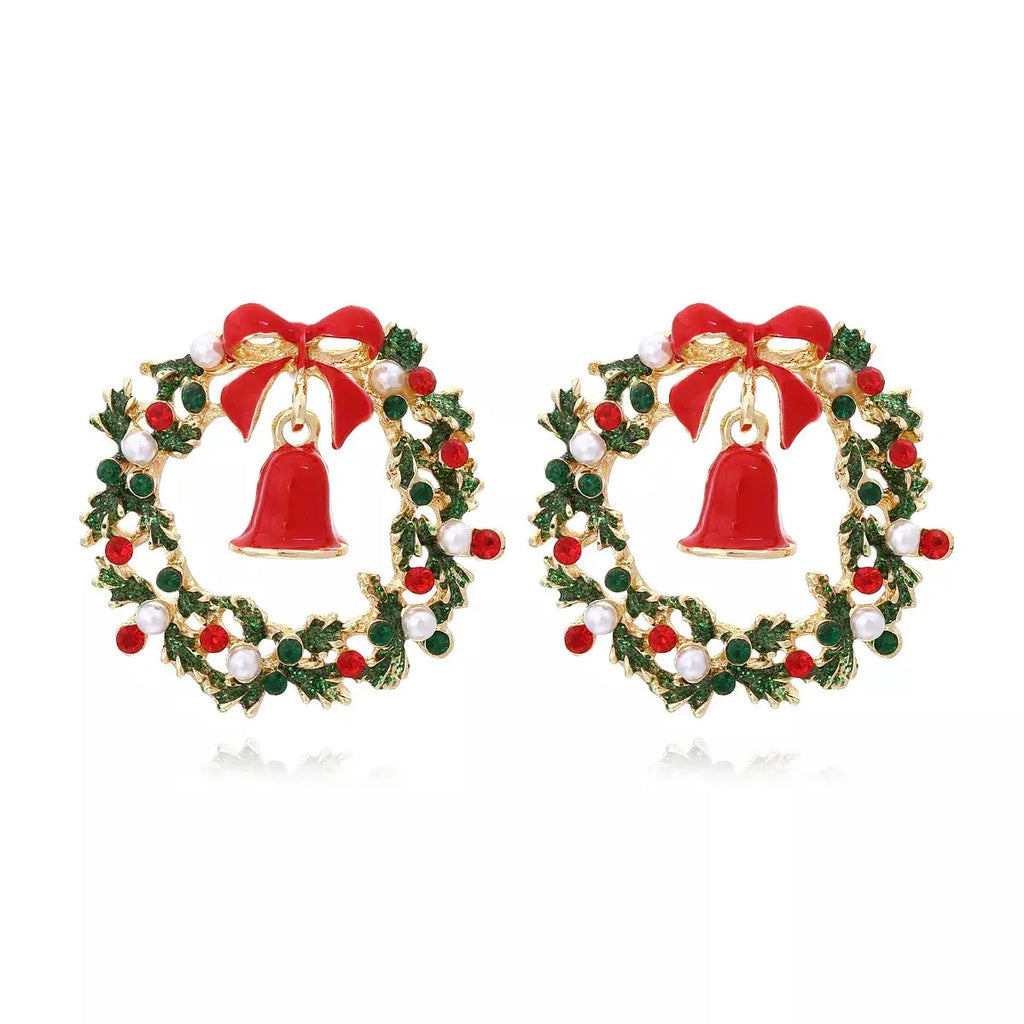Christmas Wreath Bell Earrings by Trendsi
