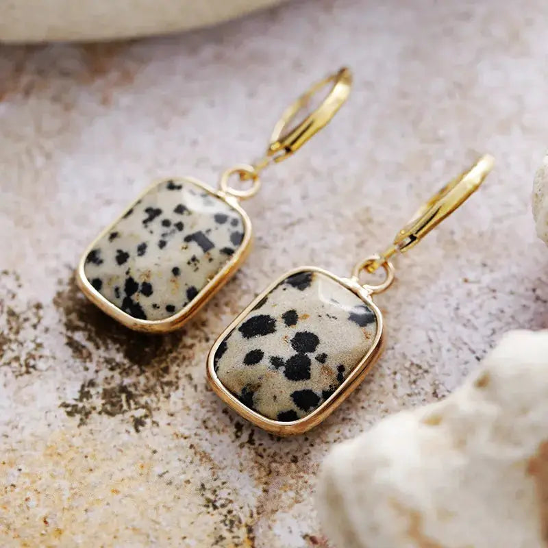 Copper Natural Stone Dangle Earrings by Trendsi