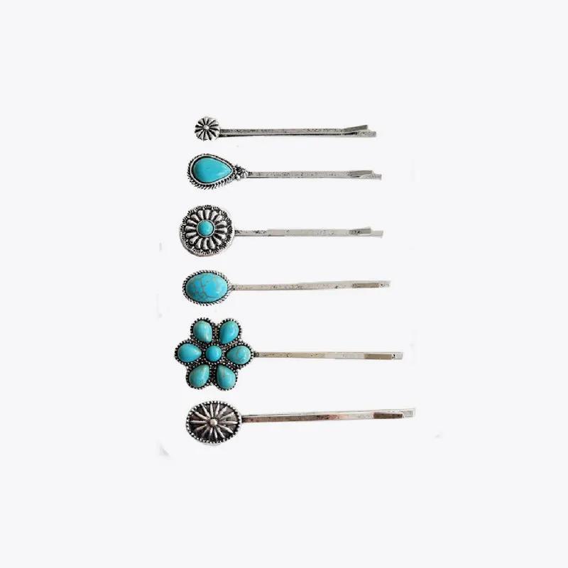 Turquoise Alloy Hairpin by Trendsi