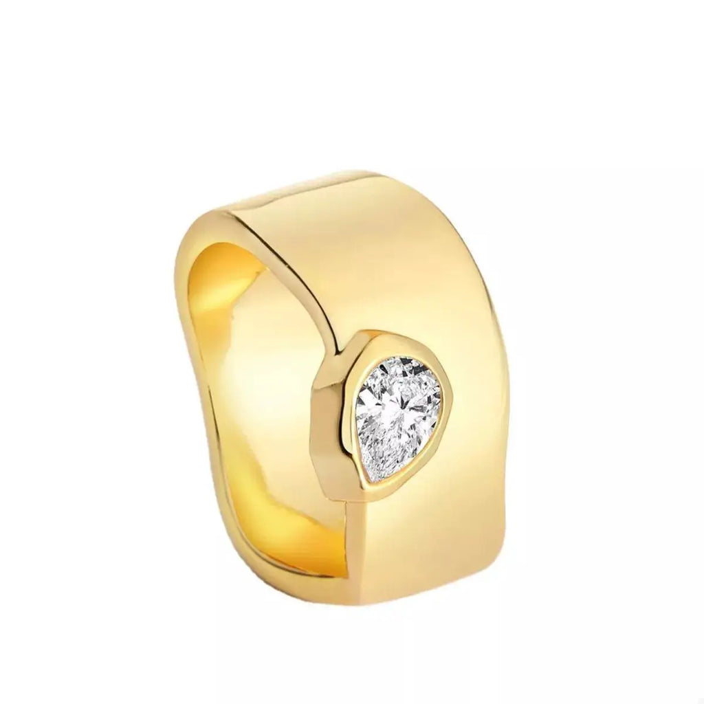 18K Gold-Plated Minimalist Design Ring by Trendsi