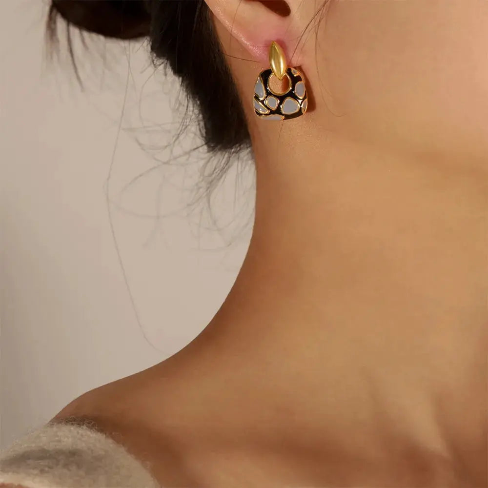 Copper Oil Drip Earrings by Trendsi