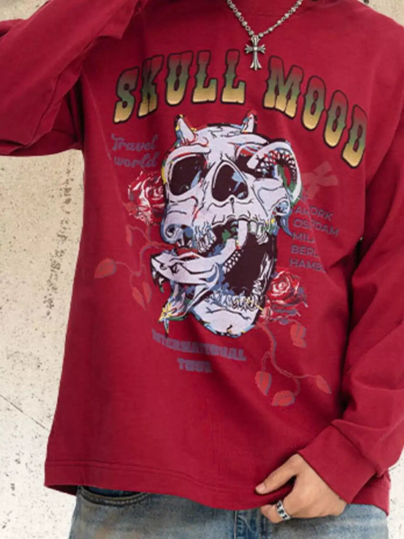 Men's Skull Mood Graphic Long Sleeve T-Shirt by Trendsi