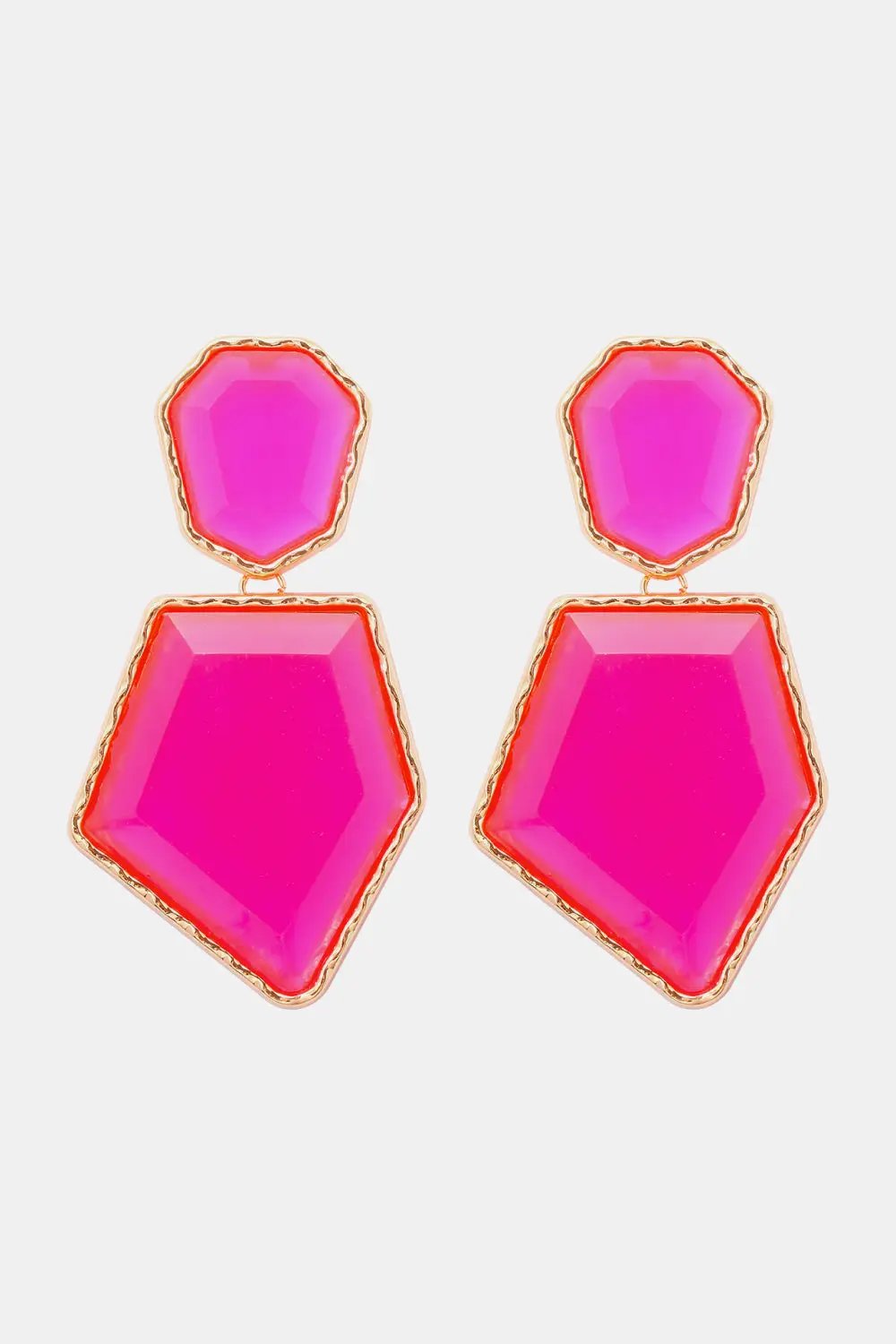 Geometrical Shape Zinc Alloy Frame Resin Dangle Earrings by Trendsi