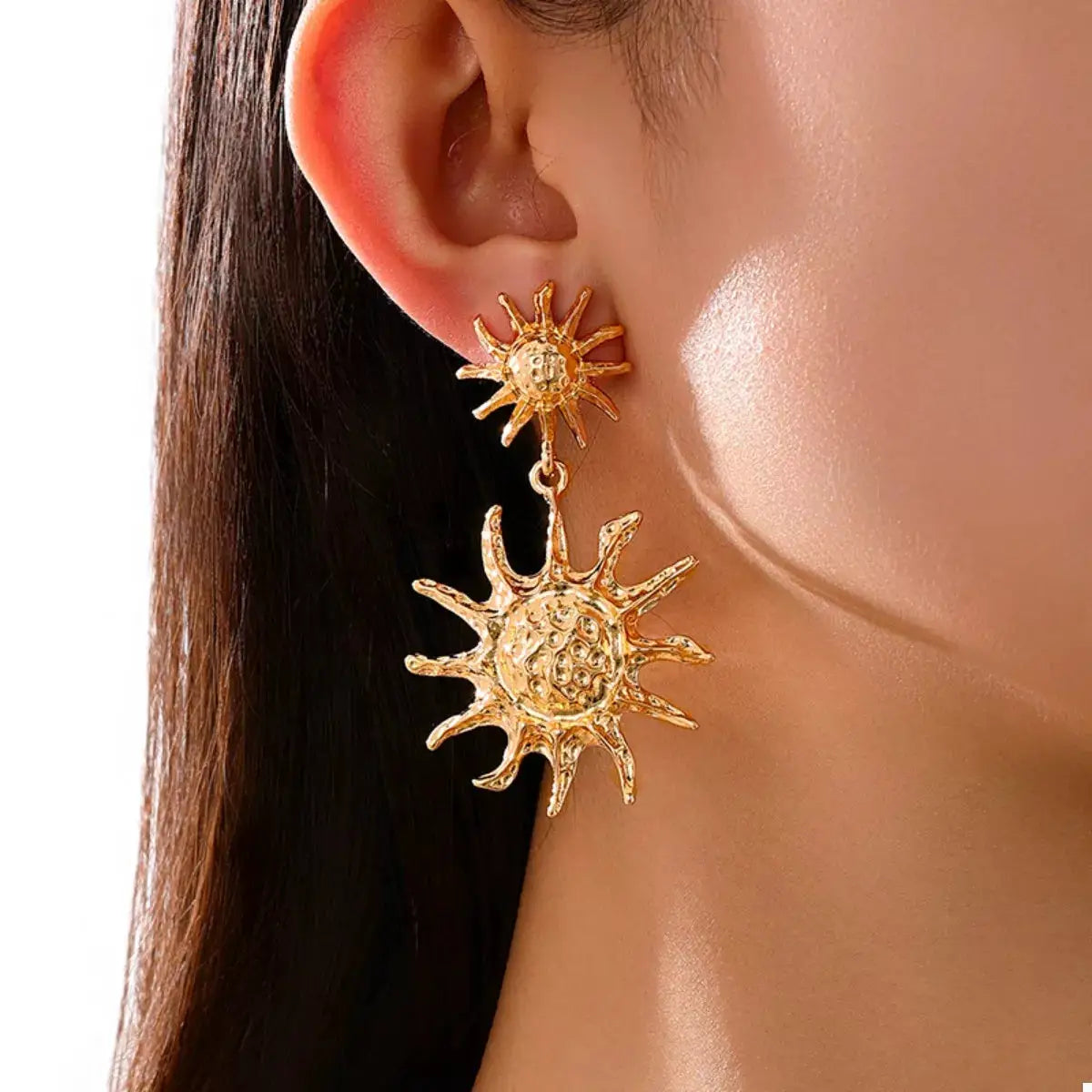 18K Gold-Plated Sun Burst Drop Earrings by Trendsi
