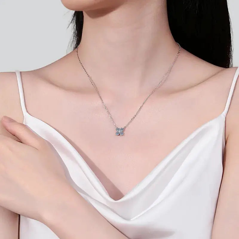 1.26 Carat Moissanite 925 Sterling Silver Geometric Shape Pendant Necklace by Trendsi