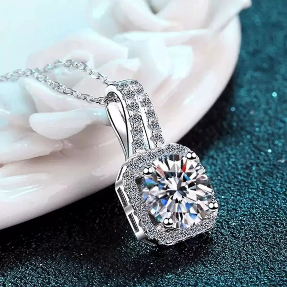 5 Carat Moissanite 925 Sterling Silver Pendant Necklace by Trendsi